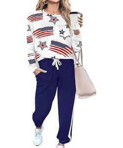 Conjunto de chándal 2 en 1 de terciopelo transpirable atlético de otoño para mujer, pantalones de chándal con capucha frontal y cremallera con diseño de logotipo a rayas - Product Image 1