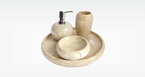 Elegant Soap Foam Dispenser Marble Stone 4-Piece Hotel Villa <b>Bathroom</b> Application Custom Logo - Product Image 6