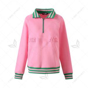 Sudadera unisex con cremallera AKA Quarter, ropa griega de punto personalizada, estampado en relieve para Sorority Fantarnity Stand para - Product Image 3