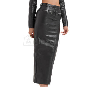 Falda delgada de cuero de longitud completa para mujer Perfecta para oficina Falda delgada para mujer para uso diario En stock - Product Image 3