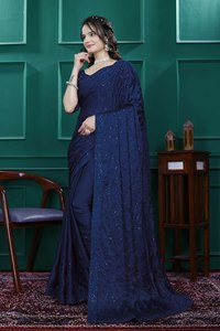 ผ้าส่าหรีสำหรับเจ้าสาวเสื้อเบลาส์บันกลอเรียแฟนซีงานปาร์ตี้แฟชั่นส่งออกแบบอินเดียแห้งเร็วทุกฤดู - Product Image 2