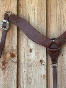Durable Brown Anatomic Leather English Bridle Set Western Breastplate Soft Padded Rubber Reins Stitched Headstall Horse Riding - Product Image 2