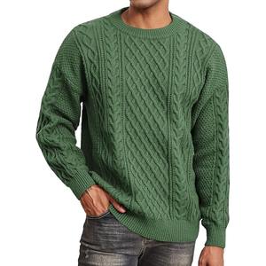 Pull à col rond en tricot torsadé classique pour homme, coton de qualité supérieure, pull d'hiver pour un style décontracté ou professionnel, pull chaud à col rond pour l'hiver - Product Image 6