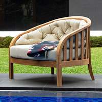 Chaise longue moderne réglable, structure en teck massif, coussin imperméable, mobilier d'intérieur/extérieur, appartement, salon