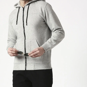 Sudadera con capucha con cremallera de mezcla de algodón y logotipo personalizado, sudadera básica de cara completa de gran tamaño para ropa de calle de invierno, Sudadera con capucha polar con logotipo - Product Image 2