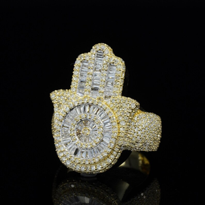 Handmade Setting Sterling Silver VVS Moissanite Diamond Hand Men's <b>Ring</b> Baguette Cut Iced Out Tone Hip Hop Luxury <b>Statement</b> <b>Ring</b> - Product Image 2