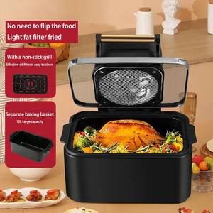 Freidora de Aire Eléctrica Grande de 12L sin Aceite con Pantalla Táctil, Moderna, de Acero Inoxidable y Plástico, con Doble Cesta Cuadrada - Product Image 1