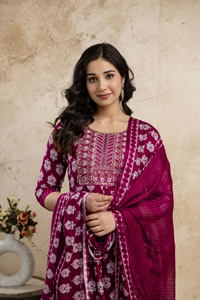 Ấn Độ anarkali <span class=keywords><strong>kurti</strong></span> quần với dupatta thiết kế phụ Nữ tinh khiết bông kurta thiết lập ăn mặc phù hợp với Pakistan - Product Image 5
