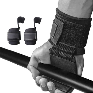Ganchos de levantamiento de pesas Par de correas de muñeca de levantamiento de alta resistencia Soporte de agarre de mano Deadlifts Pull Ups Shrugs Gym Workouts Fitness - Product Image 4