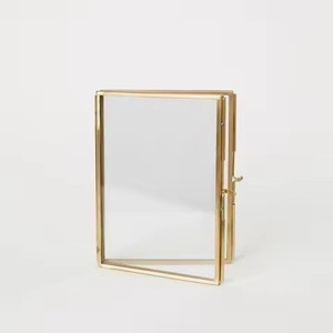 Simple Design <b>Square</b> Metal Brass <b>Frame</b> Gold Finished Eco-Friendly Durable Clear Glass Photo <b>Frame</b> for Home Decor - Product Image 1