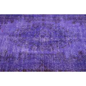 Tapis turc vintage moderne de 3.9x7 pieds violet en laine tissée à plat avec motif patchwork pour les décorations de salon ou le couloir - Product Image 5