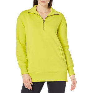 Fabricante de ropa deportiva de alta calidad, sudadera de gran tamaño con media cremallera para mujer, algodón transpirable informal coreano - Product Image 1
