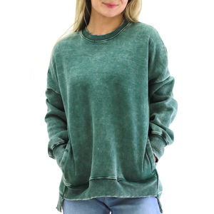 Sudadera de Cuello Redondo con Lavado Ácido, Estilo Urbano, Última Moda para Mujer, Precio al por Mayor, Sudaderas con Lavado Ácido para Mujer - Product Image 1
