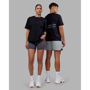 T-shirt oversize en coton biologique 100% premium - Noir - Product Image 1
