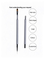 Nouveau Pinceau à ongles double-embout personnalisable avec logo, manche métallique, virole sertie, pour liner et gel UV 3D, pour nail art