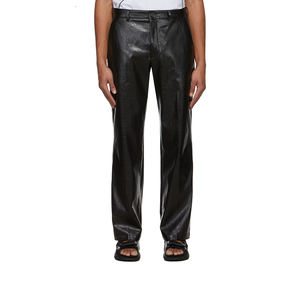 Venta al por mayor de moda Slim Fit PU pantalones de cuero ligero de cintura alta estilo Hip Hop con botón Fly Cierre OEM Servicio disponible - Product Image 4