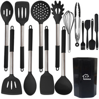 Ensemble d'ustensiles de cuisine en silicone antiadhésif sans BPA, 446 ° Ustensiles de cuisine en silicone résistant à la chaleur