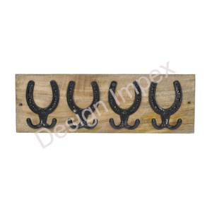 Décoration murale crochet chaussure de cheval sur planche de bois vêtements de salle de bain cintre crochets antiques décoratifs Design équestre crochets vintage - Product Image 5