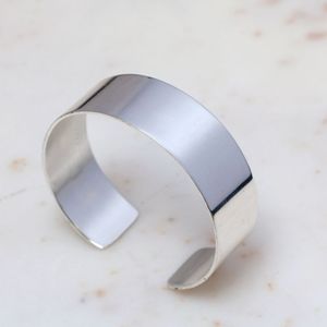 Brass <b>Silver</b> Plated Open Cuff Designer Bracelet for <b>Women</b> Custom Engraved Name Elegant Jewelry Gift For Bulk Supply - Product Image 4