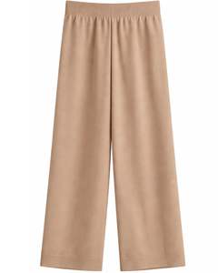 Women Knit Sweater And Wide Leg Pants <b>Set</b> Beige Color Crew Neck Ribbed Cuff Elastic Waist Casual Winter Outfit <b>Lounge</b> Wear <b>Sets</b> - Product Image 2