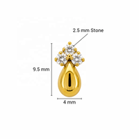 JJBRAVO Pendientes de Oro Sólido de 14k con Zirconia en Forma de Lágrima para Mujer, Diseño Elegante y Contemporáneo, Certificados por Terceros