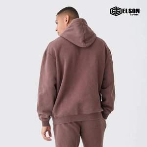 ชุดวอร์มผ้าฟลีซแบบสวมหัวล้างกรดชุดวิ่งสำหรับผู้ชายชุดใส่เล่นแสงแดดหินซีดกางเกงแบบเรียงซ้อนพิมพ์ลายฤดูหนาว - Product Image 3