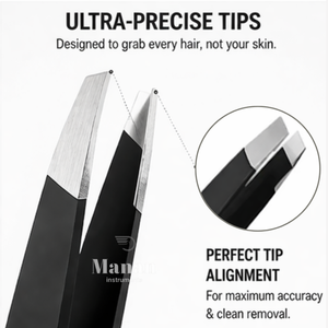 Pinzas para Cejas Negras de Acero Inoxidable con Punta Inclinada, Herramienta de Belleza para Depilación de Precisión, Agarre en Forma de Corazón Antideslizante - Product Image 3
