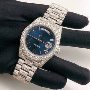 Personalizado VVS Moissanite Diamond Roman Dial Acero inoxidable Iced Out Reloj de pulsera mecánico automático Tachonado Moda para hombres - Product Image 3