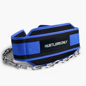 Ceinture de soutien lombaire robuste Hustlers Only Blue Dip avec chaîne en acier pour l'haltérophilie et le powerlifting - Bleu - Product Image 1