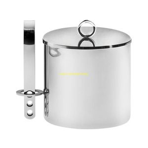 Cubo de hielo de acero inoxidable dorado de lujo con tapa y pinzas, utensilios de bar con aislamiento de doble pared para whisky, vino, cerveza, champán, refrigeración - Product Image 6