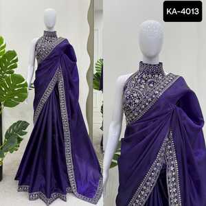 Style indien Bollywood moderne Jimmi Cho avec fil et séquence Work Party Wear beau Saree de créateur avec des pièces de chemisier - Product Image 5