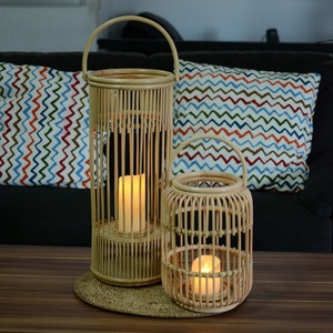 Elégant Antique Décoration de Maison et Jardin Vente en Gros Rotin Bougeoir Lampe Design Asiatique Suspension Lumière Couvre pour la Maison Jardin - Product Image 4