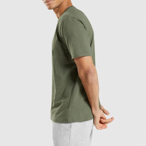 Tendance Design couleur verte unie coupe ample T-Shirt Logo personnalisé 100% tissu en coton col rond quantité minimale de commande bas Streetwear T-shirt pour hommes - Product Image 2