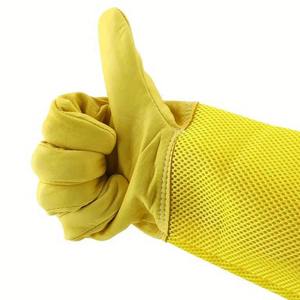 Guantes de apicultor Guantes protectores de apicultura Cuero Piel de cabra Malla Mantenimiento de abejas Ventilado Mangas largas Equipo de Apicultura - Product Image 2