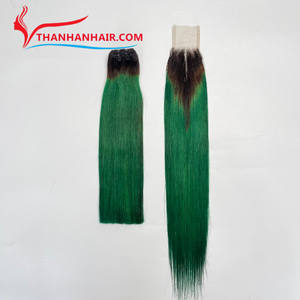 Le combiné faire perruque os trame droite faisceau et fermeture Ombre Color extensions de cheveux 100% cheveux bruts du Vietnam - Product Image 4