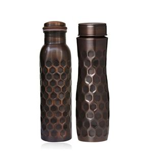 Matte <b>Grey</b> & Copper Water Bottle With Elegant Smooth Finish For Modern Everyday Hydration - Product Image 6