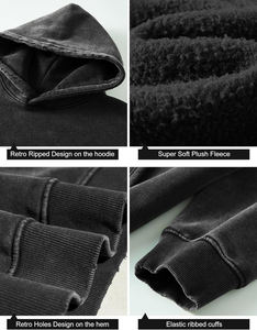 Sweat à capuche surdimensionné noir lavé Vintage personnalisé pour hommes populaires pull à manches longues décontracté avec sweat à capuche avec poche kangourou pour hommes - Product Image 6