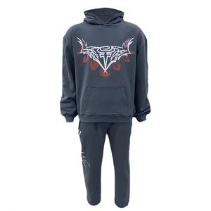 Custom Print Logo Hoodie And Sweatpants Set Cotton <b>Joggers</b> Sets <b>Oversized</b> Casual Sports Tracksuit For Men - Product Image 1