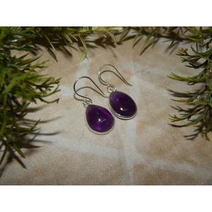 Boucles d'oreilles en argent Sterling améthyste délicates faites à la main bijoux de cadeau de mariage pour femmes cadeau de mariage à la mode - Product Image 3