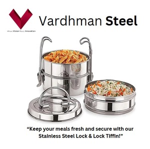 Hot <b>Sale</b> Stainless Steel Tiffin <b>Box</b> 9*3 Clip Carrier <b>for</b> Hotel Restaurants and Kitchen <b>for</b> Your Meal - Product Image 2