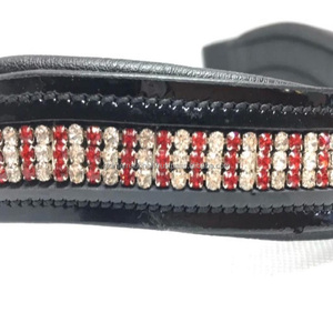 G.K. INTERNATIONAL Cabezalera de Cuero Patentado de Lujo para Caballo con Acolchado Suave de Máxima Comodidad y Cristales Decorativos con Canal Vacío - Product Image 6