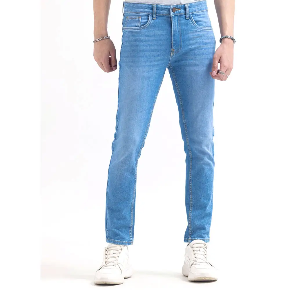 Breathable Hot selling Ripped stonewashed Ankle length, slim fit, dobby knitted, durable denim jeans. Customization Available