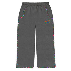 OEM coton éponge français poids lourd Baggy Gym acide lavage perle clouté strass diamant pantalons de survêtement hommes - Product Image 1