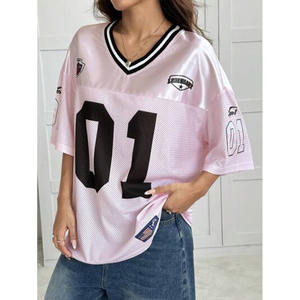 Personalizado de fútbol de los hombres Streetwear Boxy Jerseys Heavy Mesh Poliéster Unisex V Cuello Sublimación Fútbol Jersey Camisetas de los hombres - Product Image 1