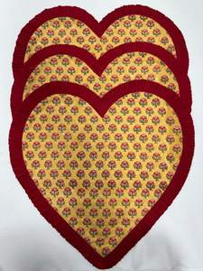 Valentine coeur forme indien main bloc Floral imprimé coton napperons mariage décor à la maison ou petite amie cadeau - Product Image 6