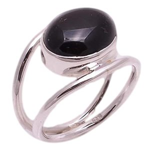 Navya <b>Craft</b> 925 Sterling Silver Custom Size Women's <b>Ring</b> Black Onyx Oval Bezel Setting for Gift Licensed Private Brand Jewelry - Product Image 1