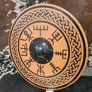 Bouclier Viking médiéval Bouclier prêt à la bataille Décoration murale en bois Cadeaux de la Saint-Valentin Bouclier Calvin Artisanat - Product Image 1