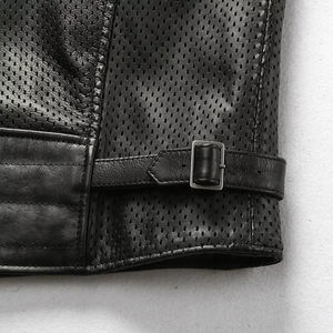 Chaleco de motociclista unisex personalizado Chaleco de cuero real de grano completo para hombre diseño sin mangas decoración de bolsillo tela de invierno - Product Image 3