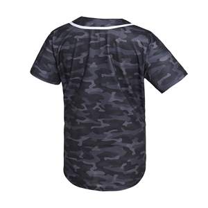 Camiseta de béisbol de camuflaje personalizada para jóvenes, camiseta de béisbol de material ecológico, malla con botones, aparejos transpirables, sarga, letras bordadas - Product Image 2