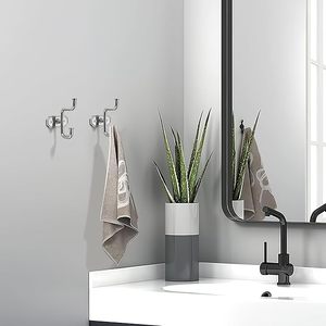 Silver Decorative Wall <b>Hooks</b> for <b>Bathroom</b> Bedroom Kitchen-Robe Coat <b>Hooks</b> Durable Aluminium Material for Towel Organisation - Product Image 6
